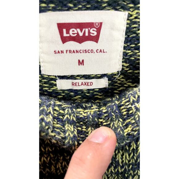 Levi’s Space Dye Crewneck Sweater Blue Green Knit Size Medium - Picture 5 of 7